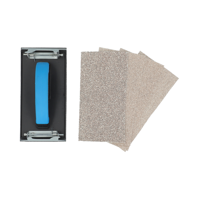 Cale à poncer l. 93 X L.230 mm + 5 papiers abrasifs grain 40 à 120 - NORTON