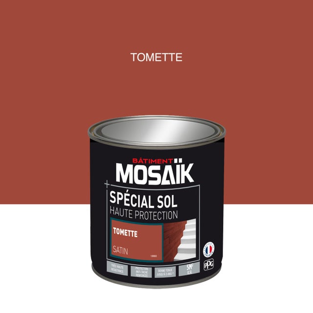 Peinture sol alkyde intérieur extérieur satin rouge tomette 0,5 L - MOSAIK