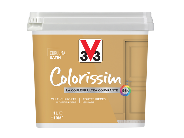 Peinture intérieure multi-supports satin curcuma 1 L - V33 COLORISSIM