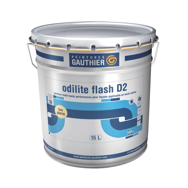 Peinture façade D2 acrylique mat ton pierre 15 L Odilite flash - GAUTHIER