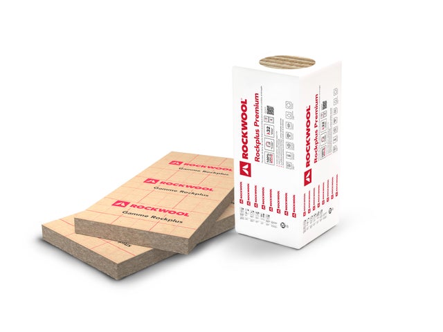 3 panneaux laine de roche kraft Ep.120 mm R=3,75 λ32 L.1,35 x l.0,60 m - ROCKPLUS PREMIUM ROCKWOOL