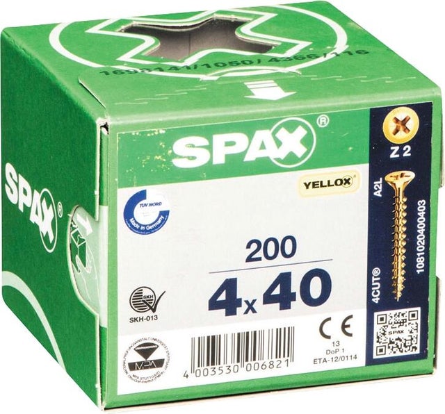 Vis bois Diam. 4 x 40 mm Boîte de 200 - SPAX 