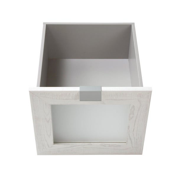 1 plein tiroir toute hauteur song chêne alaska avec cadre en verre de Larg.36,4 cm pour colonne de Larg.40 cm