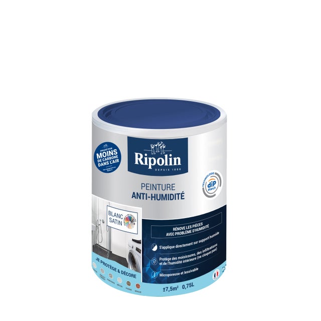 Peinture anti-humidité acrylique satin blanc 0,75 L - RIPOLIN