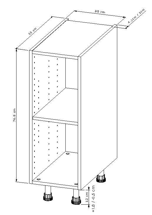 Caisson bas de cuisine l.30 x H.76,80 x P.56 cm Gris - 2