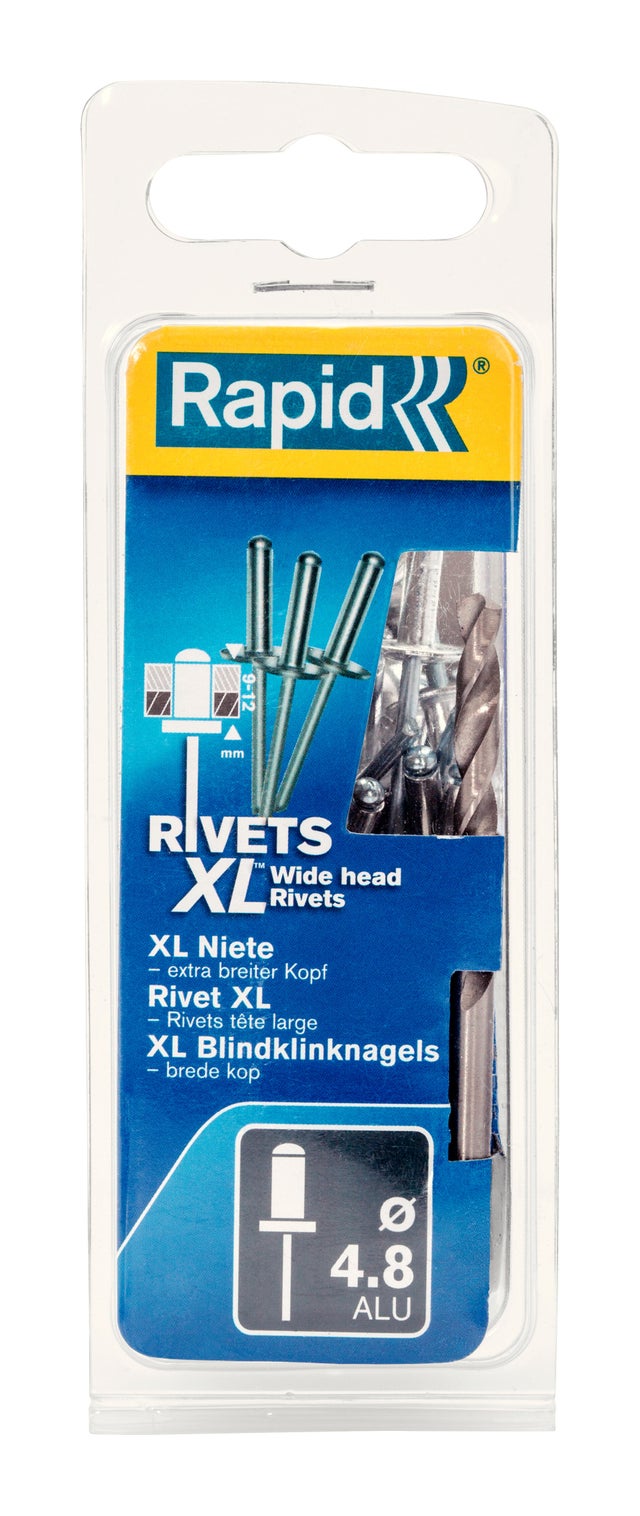 Lot de 25 rivets aluminium XL Diam.4,8 x 20 mm + foret - RAPID