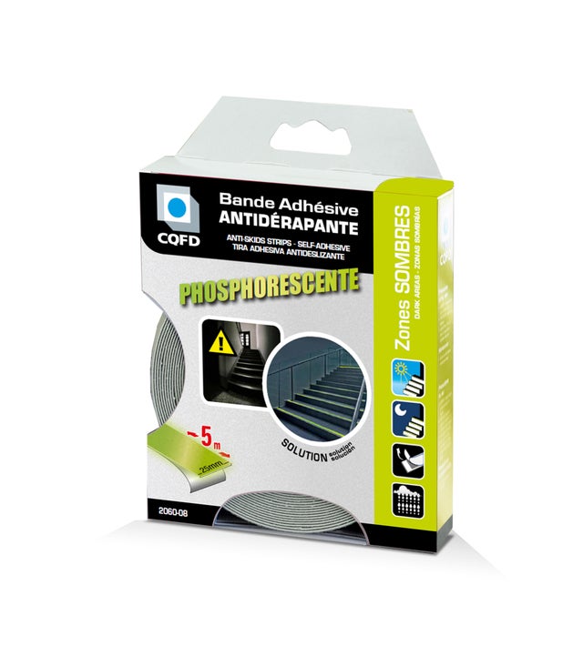 Bande adhésive antiglisse phosphorescente 25mm x 5m