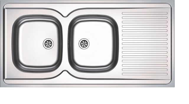 Evier à poser inox 2 bacs + égouttoir 120 x 60 cm - Man FRANKE