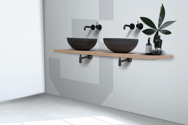 Plan de travail de salle de bain décor chêne miel l.45 x L.80 x Ep.3 cm Atlantis