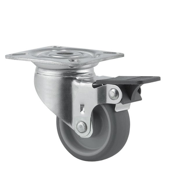 Roulette à platine pivotante à frein caoutchouc Diam.50 mm 50 kg
