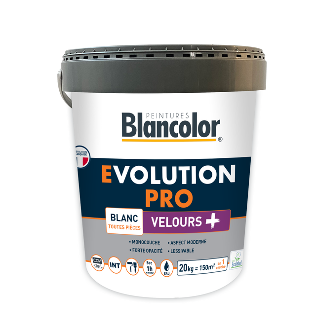 Peinture murs et plafonds monocouche acrylique velours+ blanc 20 kg - EVOLUTION PRO