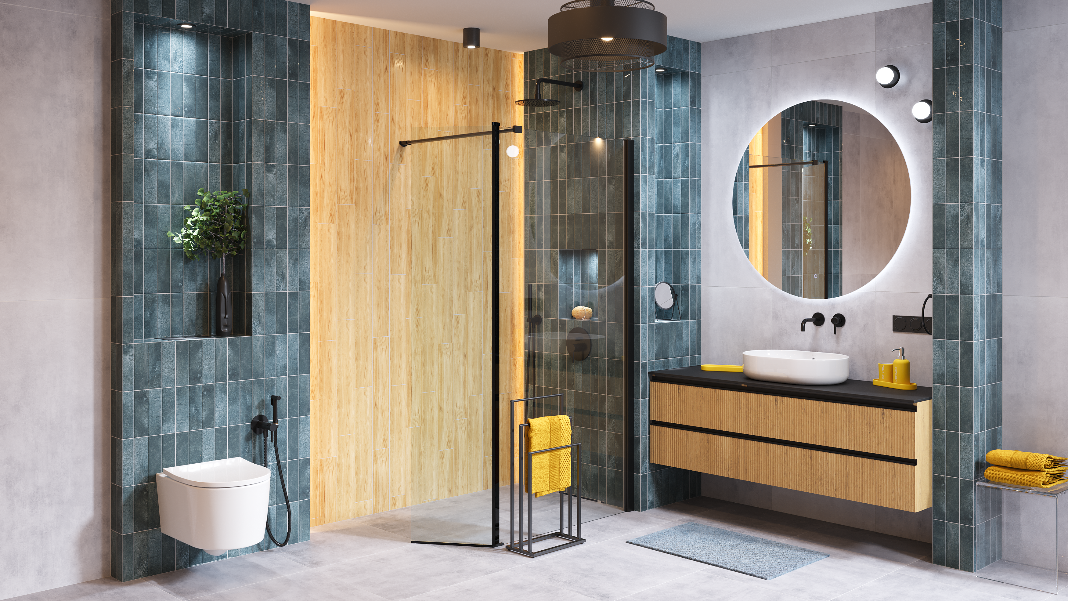 Kabina Walk-in Remix 100x200 transparentna profil czarny Sensea - 2