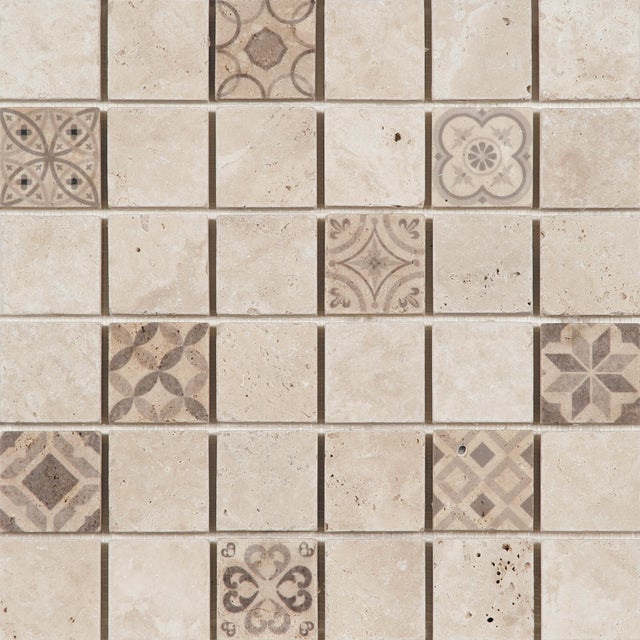 Mosaïque travertin beige marbre moderne l.30 x L.30 cm