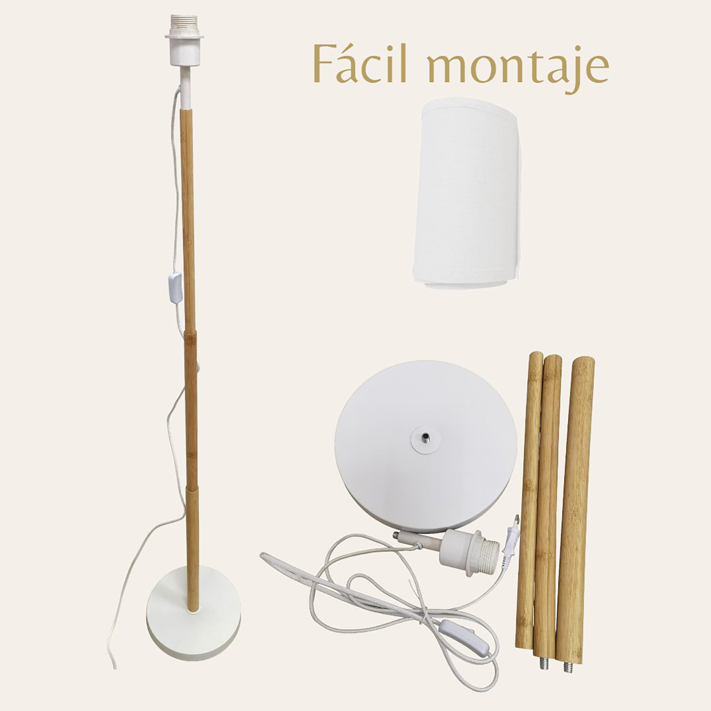 Lámpara de pie Arhus 153 cm bambú blanco - 6