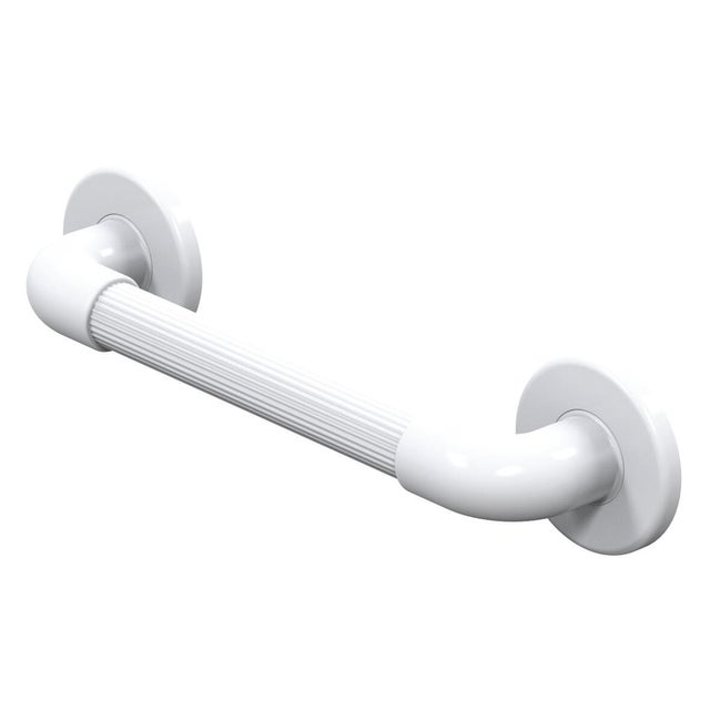 Barre d’appui droite 30 cm texture cannelée gainée UPVC blanc- 01400WH-LS AKW
