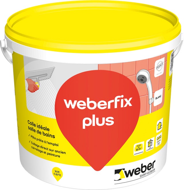 Colle carrelage en pâte blanc D2ET pour mur intérieur 25kg - Weberfix plus WEBER