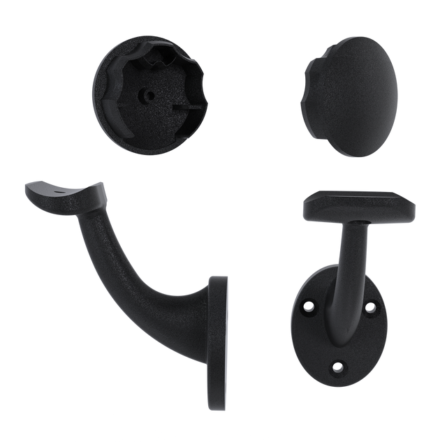 2 SUPPORTS KIT MAIN COUR+2 BOUCHONS NOIR