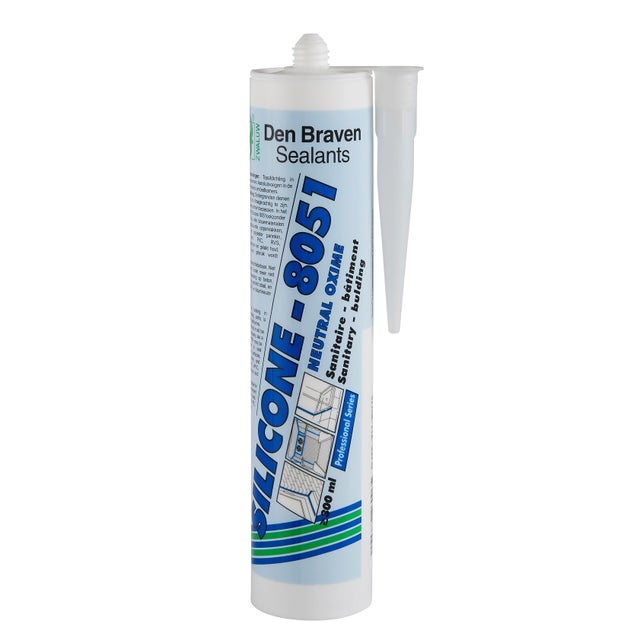 Silicone neutre bâtiment, sanitaire, vitrerie blanc 300 ml - DEN BRAVEN 8051