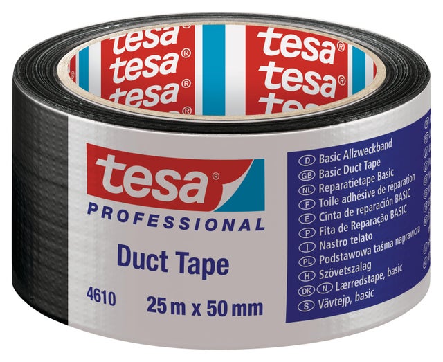 Adhésif de réparation multi-usage toilé noir 25 m x 50 mm - TESA