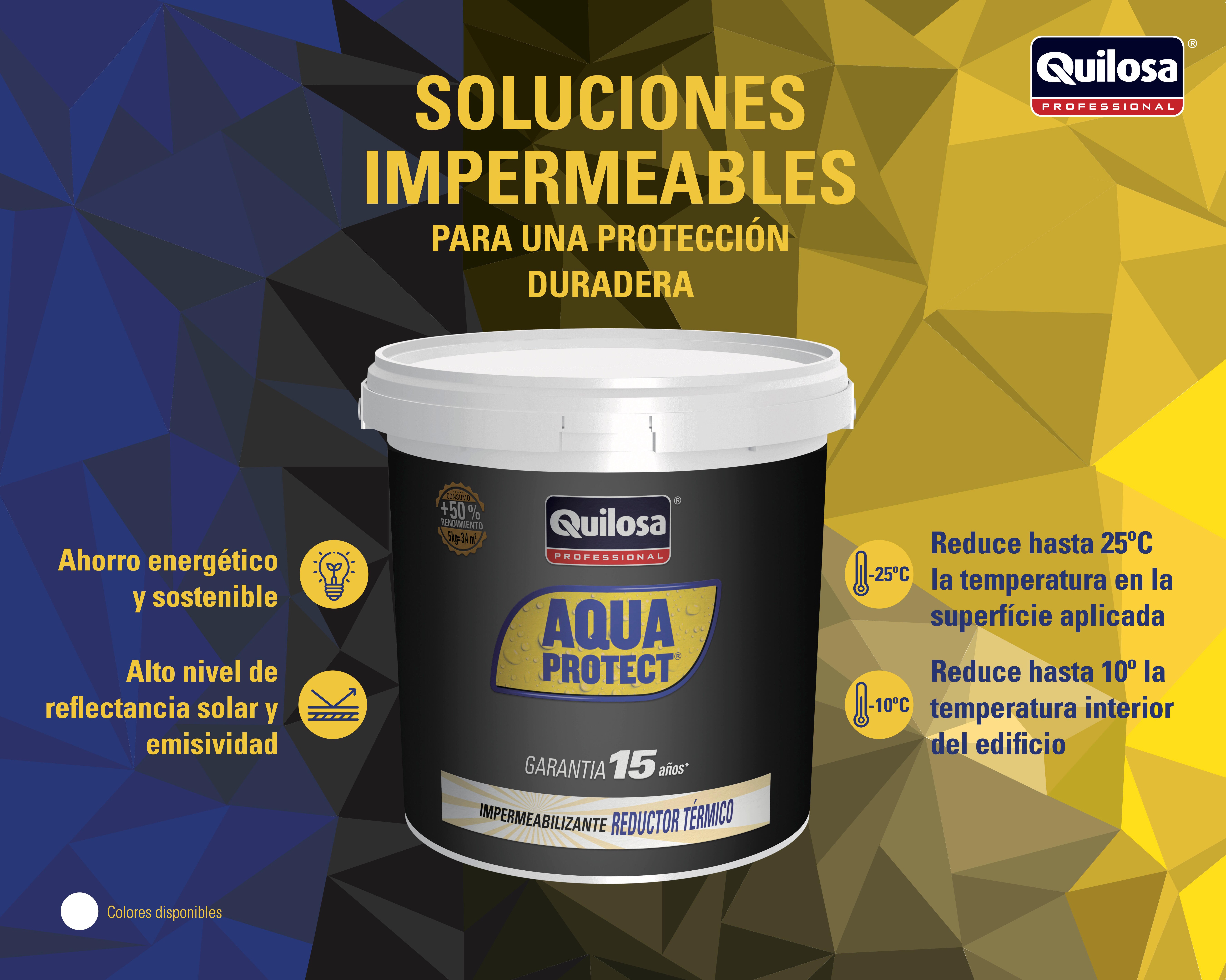 Pintura impermeabilizante exterior QUILOSA Aquaprotect reductor térmico olor blanco para hormigón 5kg. Agua. - 2