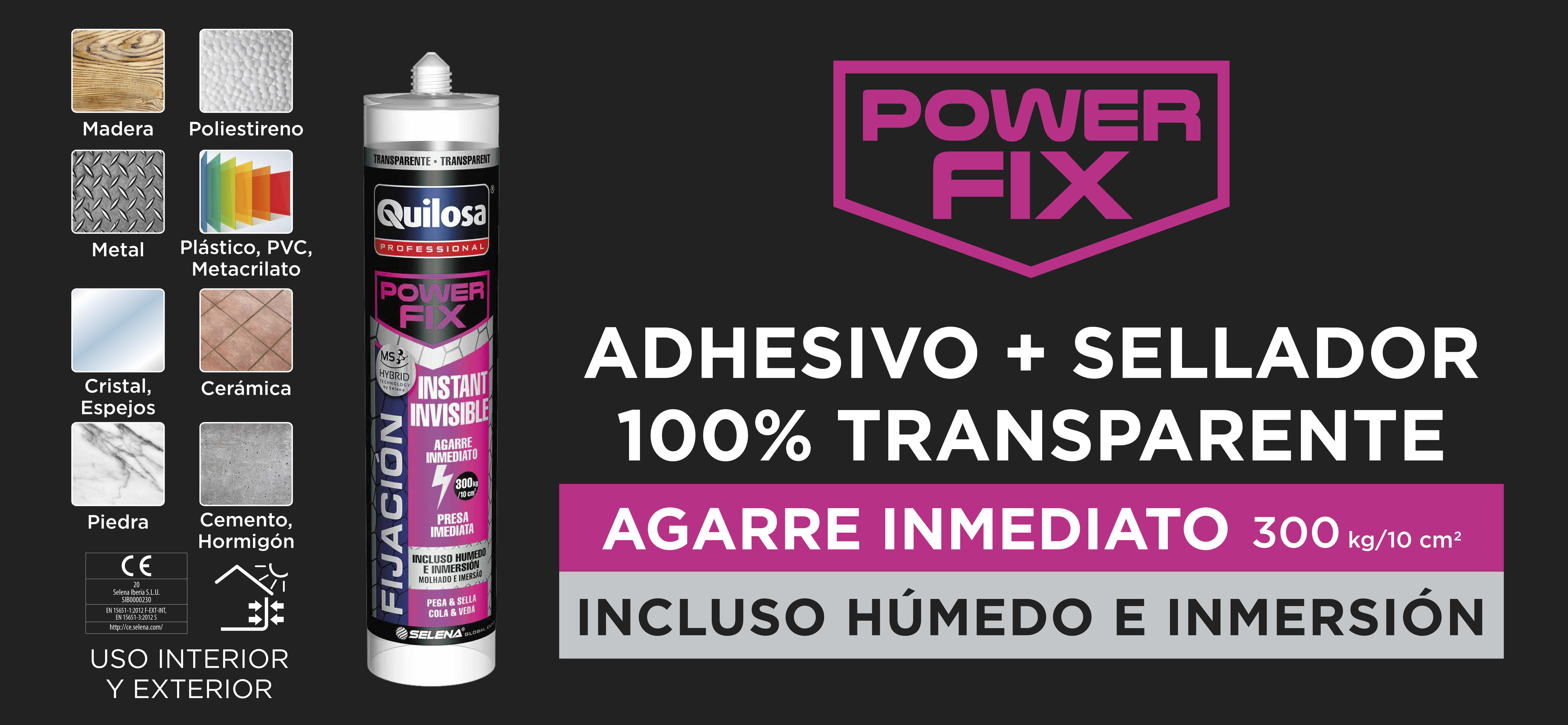 Adhesivo de montaje QUILOSA Power Fix Instant Invisible 295 gr transparente para placa de yeso, aplicación con pistola, resiste a las heladas. Para fijar un material a una superficie. - 4
