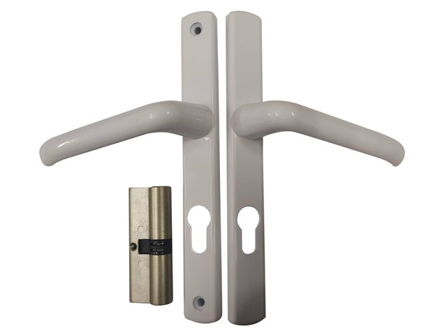 Poignée en aluminium blanche et barillet