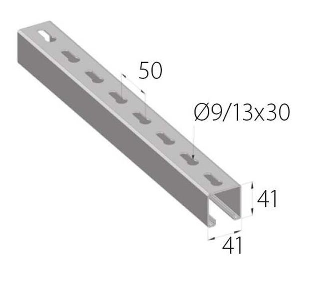 Rail perforé 41x41 L.3m - OB PROFILS