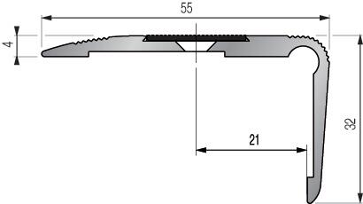 Nez de marche aluminium avec bande antidérapante L.300 x l.5,50 cm 