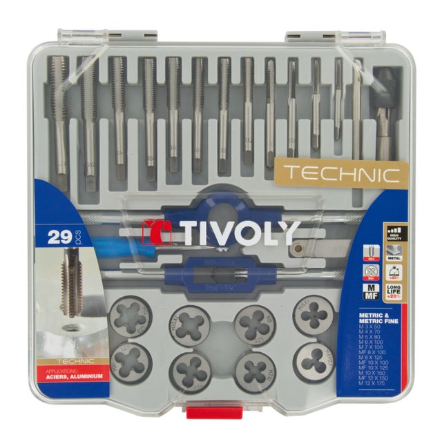 Coffret tarauds et filières 29 pièces - TIVOLY