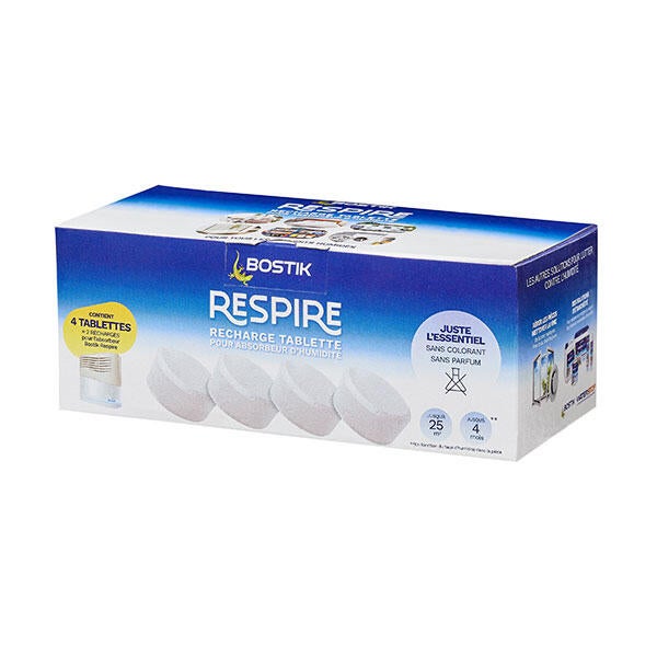 Recharge tablette absorbeur d'humidité 4 x 250 g Respire BOSTIK