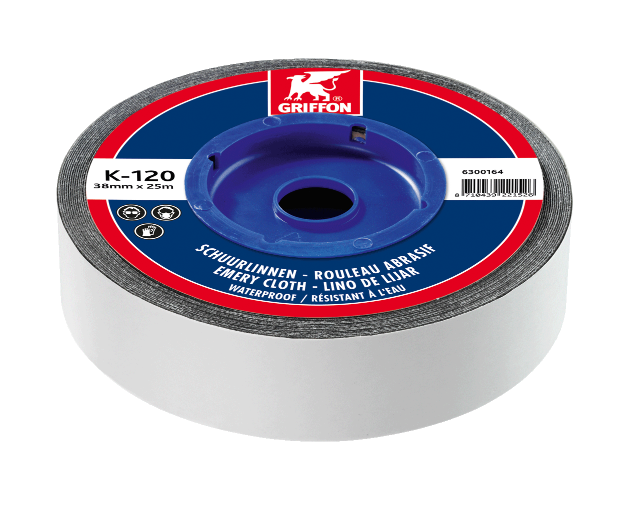 Papier abrasif grain 120 rouleau de 25 m  - GRIFFON