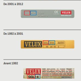 plaque signalétique velux qui date d'avant 2013