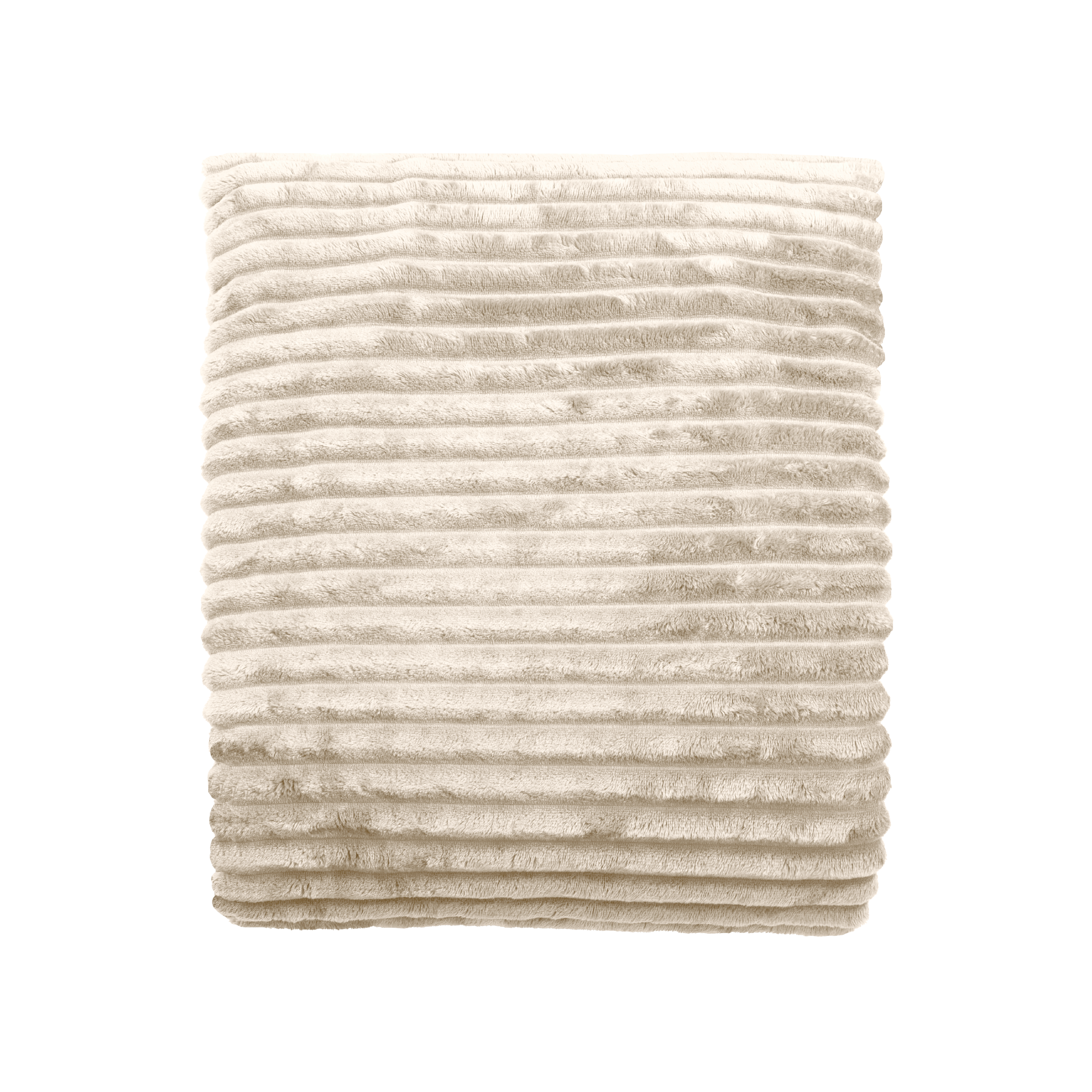 Manta franela Lena rectangular INSPIRE poliéster liso beige overlock y cosido de 130x170 cm - 2