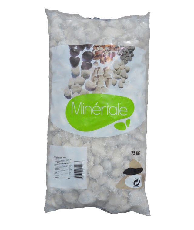 Sac galet décoratif blanc 30/60 mm, 25 kg