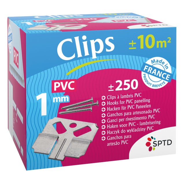 Boîte de 250 clips à lambris + pointes pour pose lambris PVC