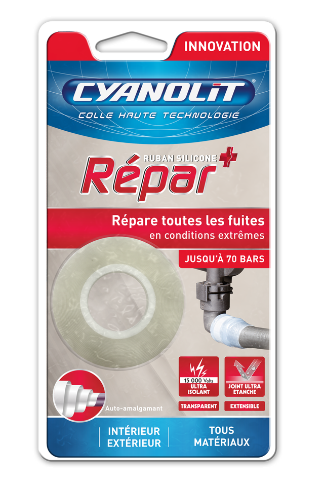 Ruban de réparation auto-amalgamant isolant en silicone 3 m x 25 mm Repar+ - CYANOLIT