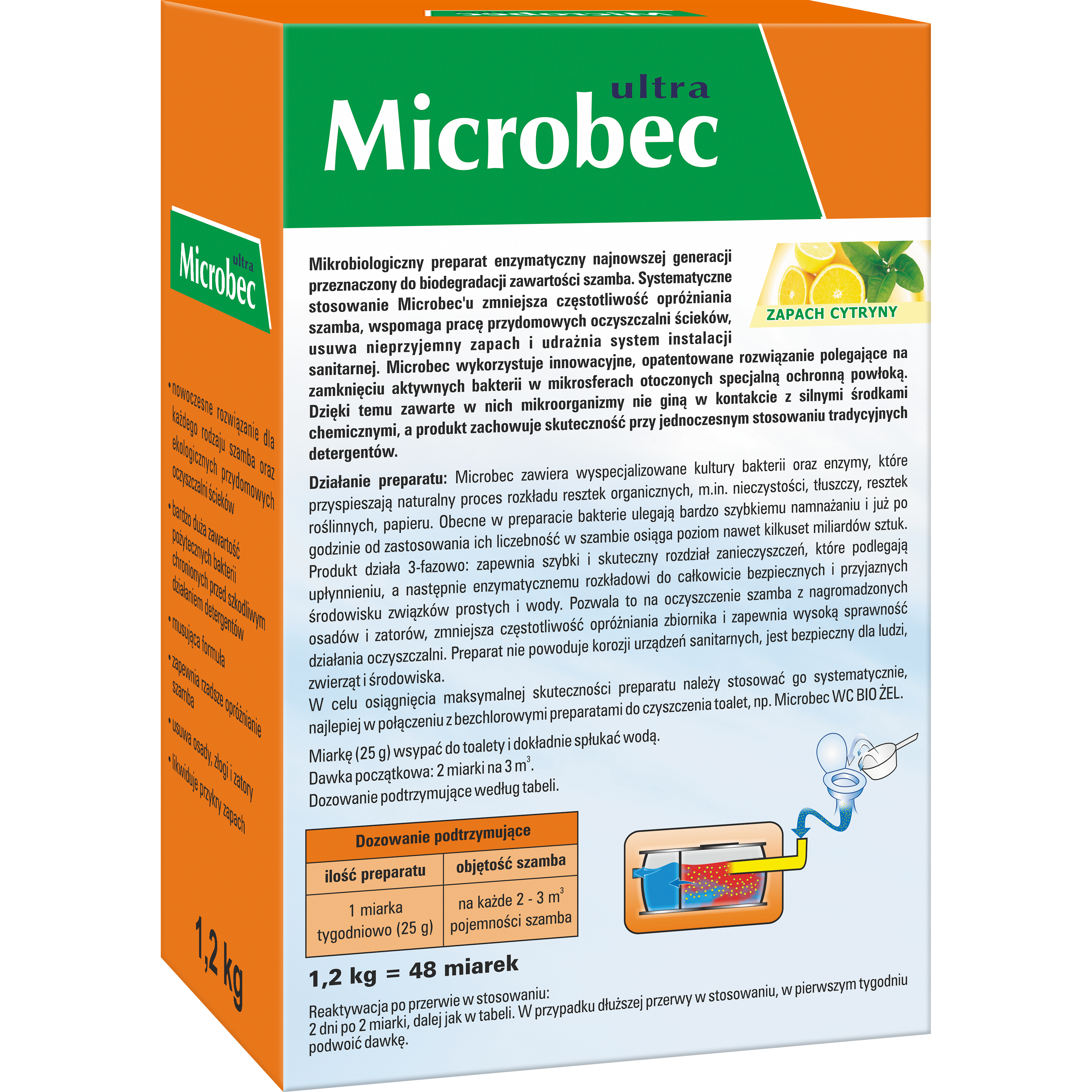 Preparat do szamb i przydomowych oczyszczalni ścieków 1.2kg Microbec - 2