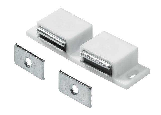 Loqueteau magnétique double plastique blanc 2 pièces - HETTICH