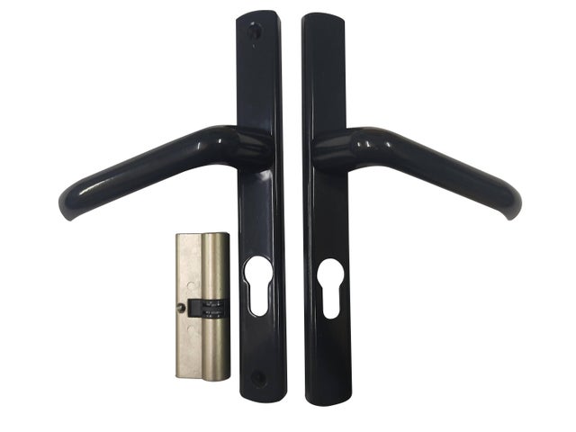 Poignée en aluminium anthracite et barillet