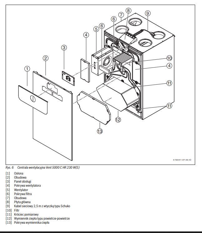 Rekuperator pionowy VENT 5000C HR230W 102 W Bosch - 2