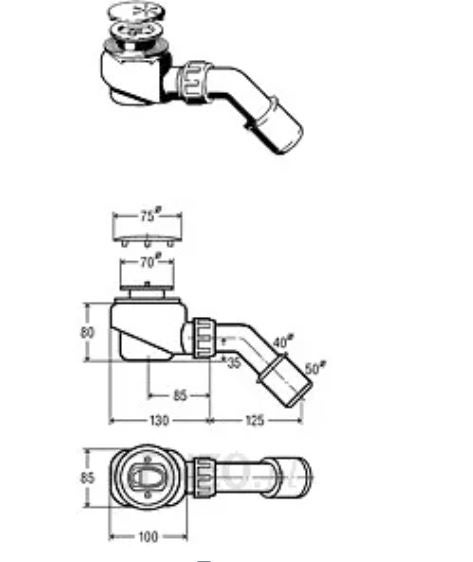 Syfon brodzika 50 mm chrom DOMOPLEX VIEGA - 2