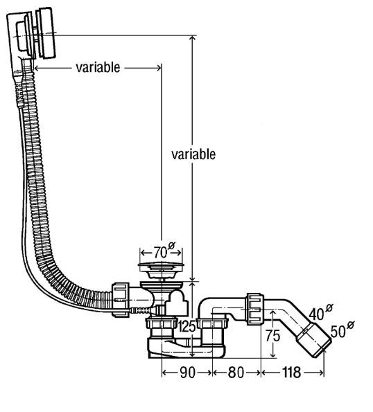 Syfon wanny automat 50 mm chrom SIMPLEX VIEGA - 4