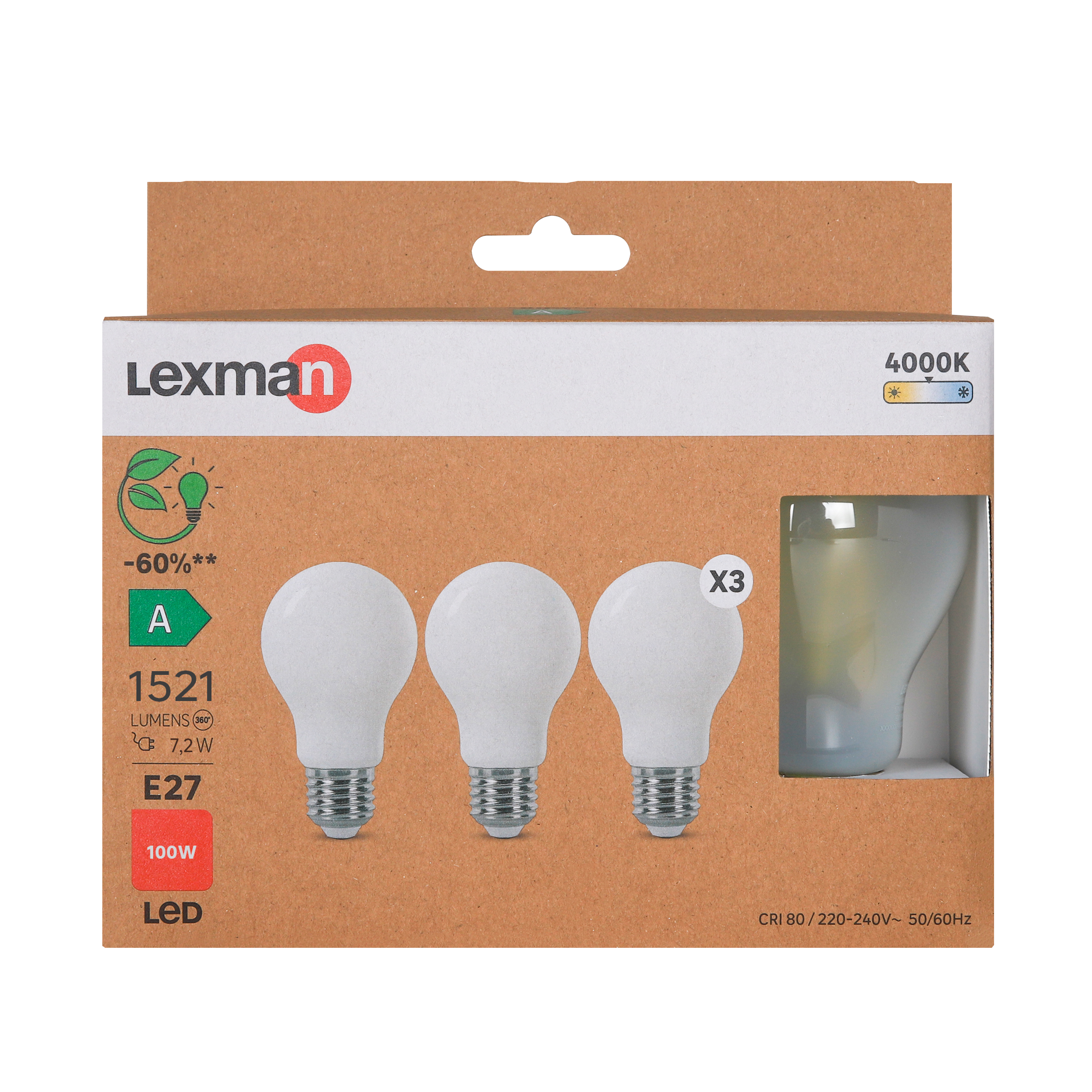 Żarówka LED E27 7.2 W 1521 lm Neutralna Biel Lexman Klasa A - 2