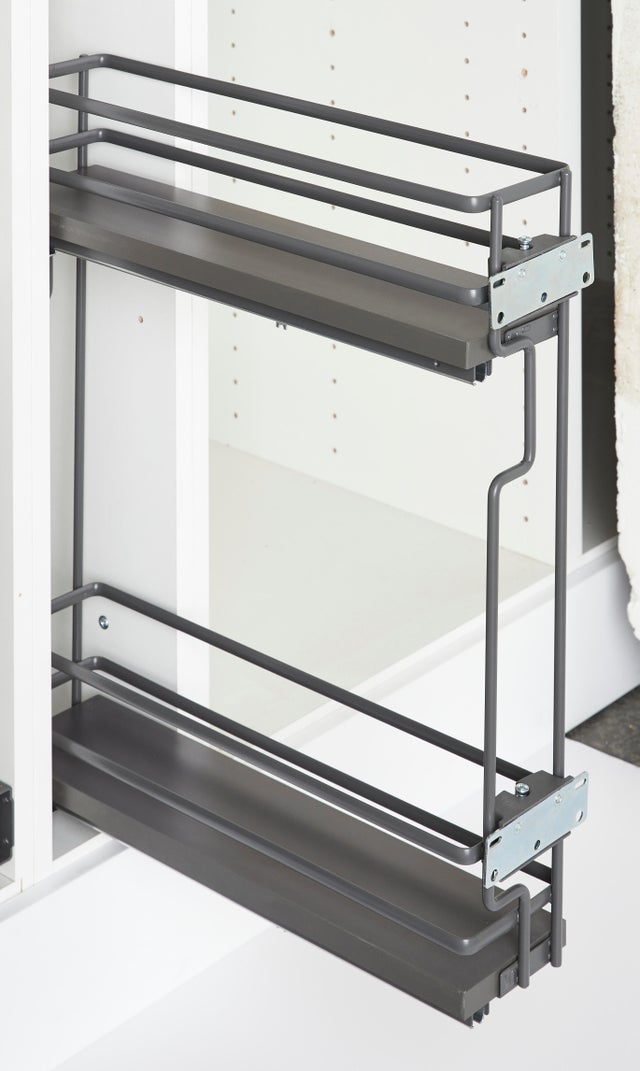 Range épices fond plat gris Larg.15 cm