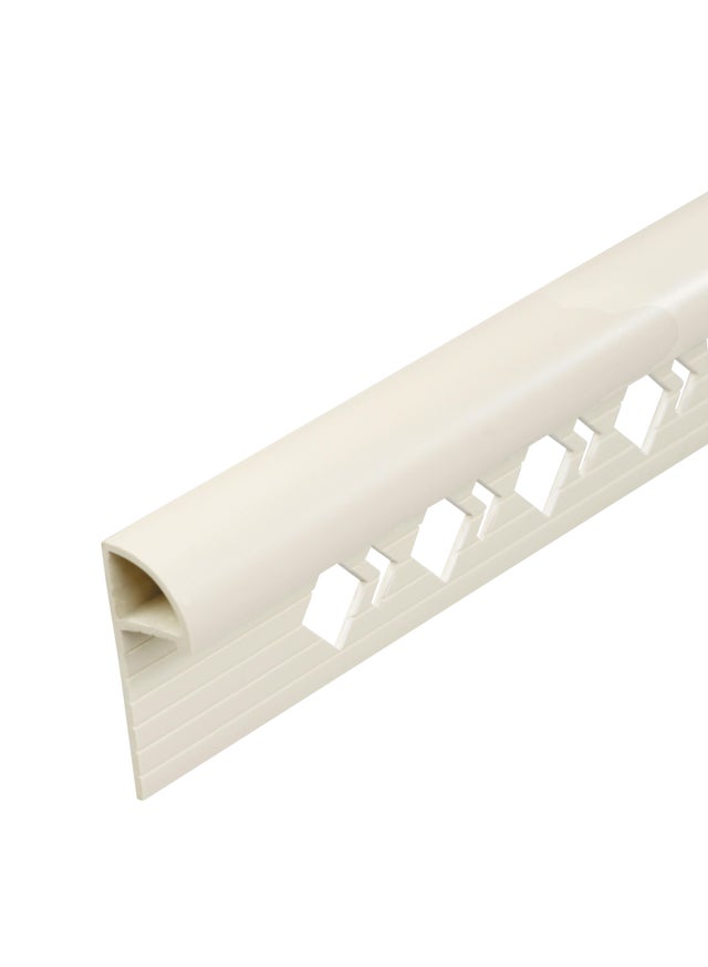 Profilé de finition carrelage 1/4 de rond fermé Ep.8 mm PVC satiné beige L.2,50 m