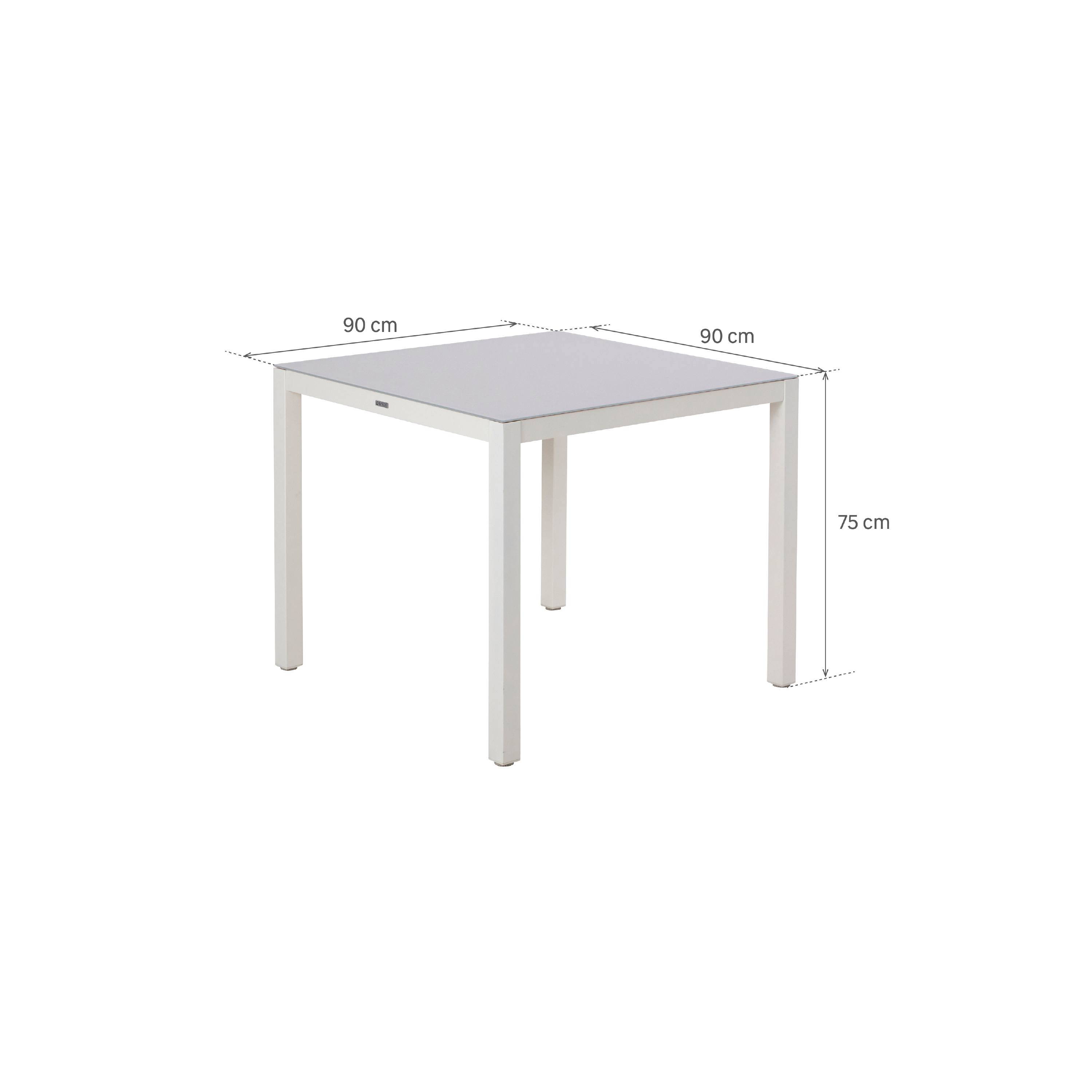 Mesa de refeição de alumínio com tampo em vidro 90x90 cm branco Naterial Lyra - 4