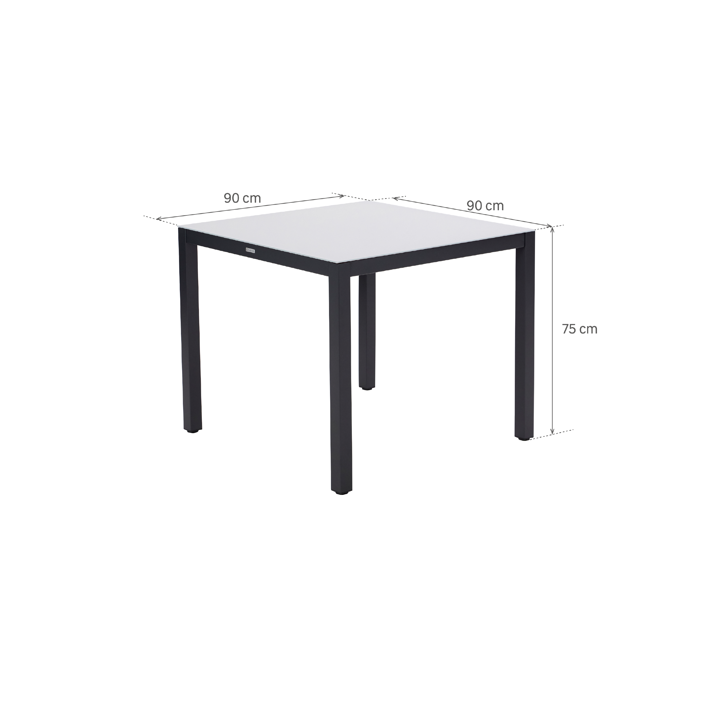 Tavolo da pranzo per giardino Lyra NATERIAL in alluminio con piano in vetro grigio per 4 persone 90x90cm - 4