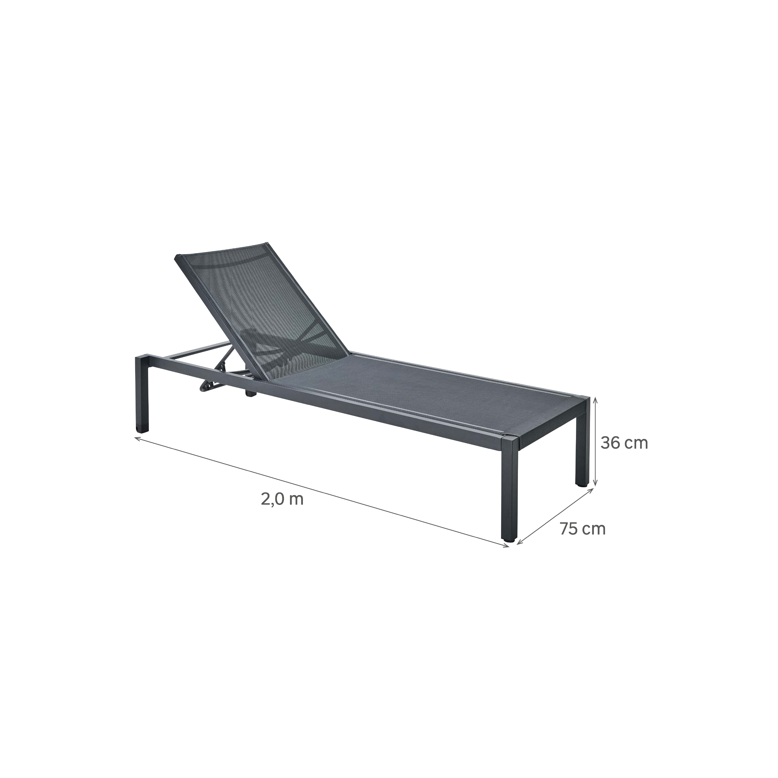 Lettino senza cuscino NATERIAL in alluminio grigio e seduta grigio - 6