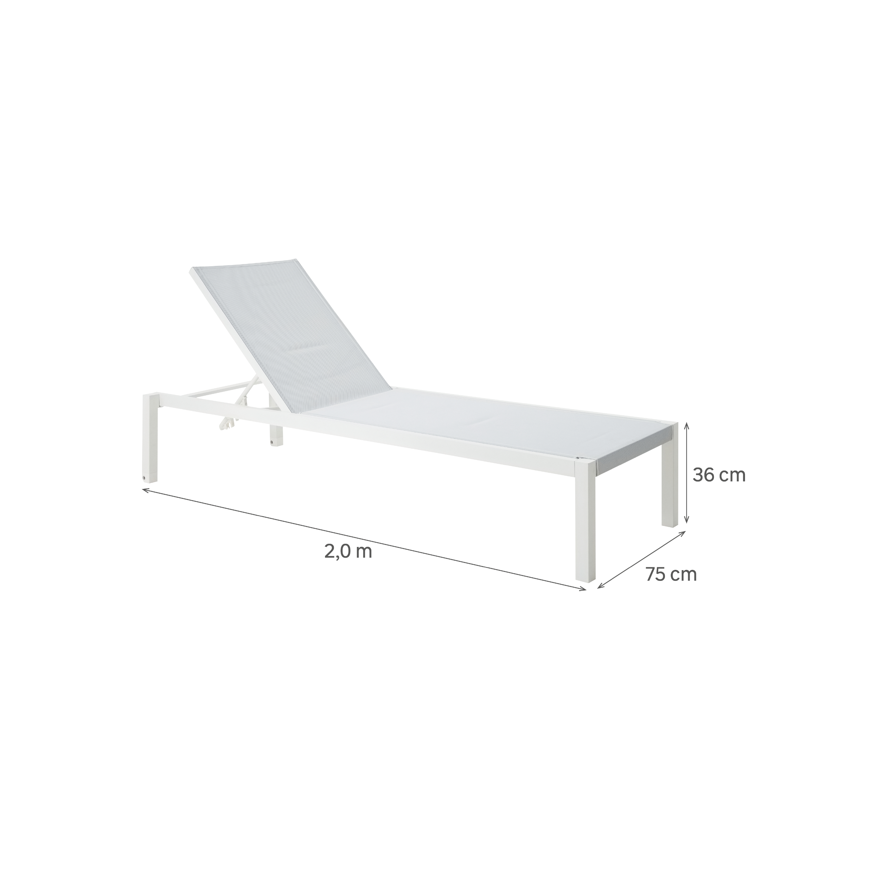 Tumbona sin cojín de jardín Lyra de aluminio blanco 75x103x200 cm - 6