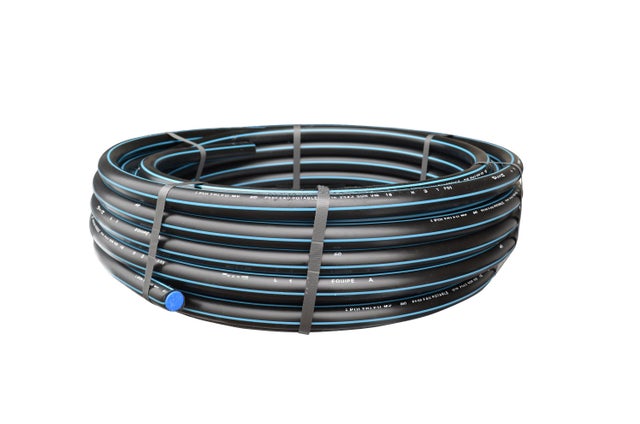 Tuyau polyéthylène trait bleu Diam. 40 mm en couronne Long.25 m